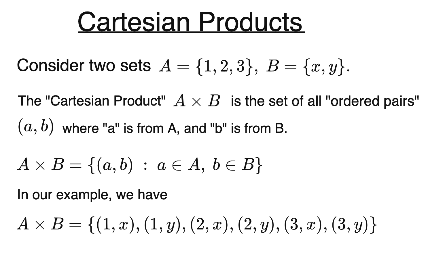Cartesian Products diagram